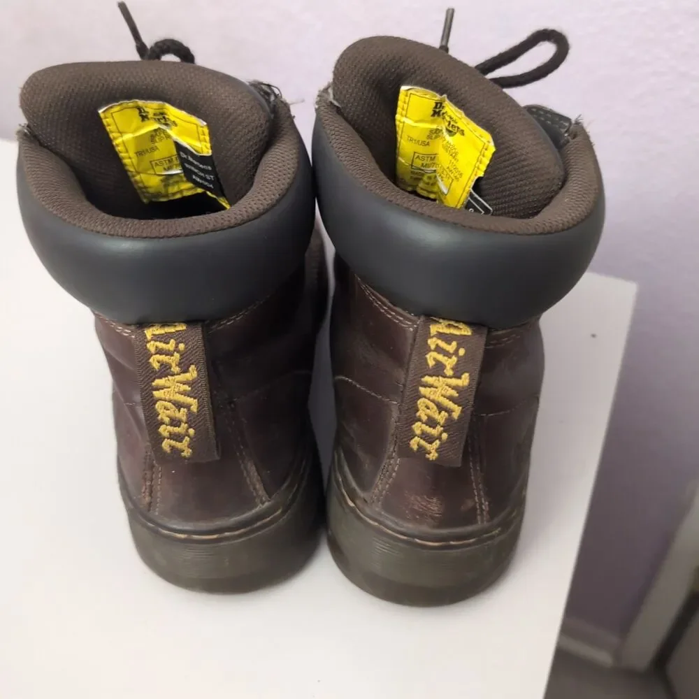 Dr Martens Steel Toe Work Boots Mens 9 Brown Leather Slip Resistant Winch St